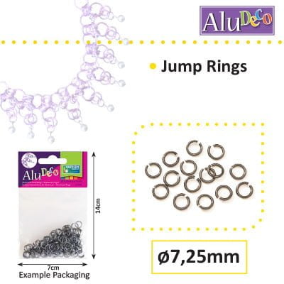 Alu Deco jump rings 7.25mm x150 chocolate