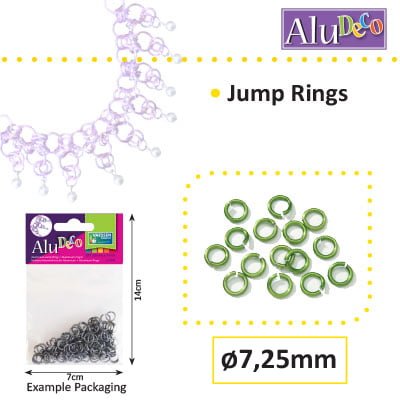 Alu Deco jump rings 7.25mm x150 apple green