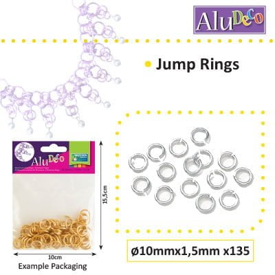 Alu Deco jump rings 10mm x135 silver
