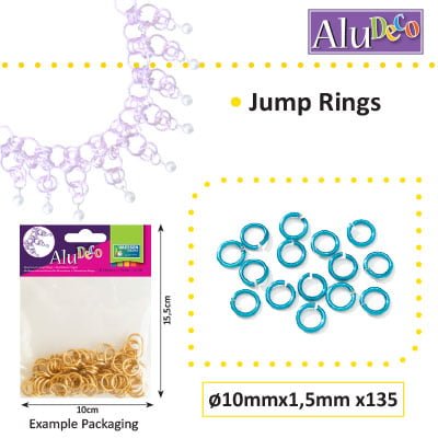 Alu Deco jump rings 10mm x135 turquoise