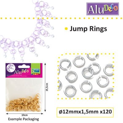 Alu Deco jump rings 12mm x120 silver