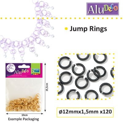 Alu Deco jump rings 12mm x120 black