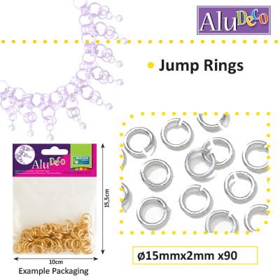 Alu Deco jump rings 15mm x90 silver