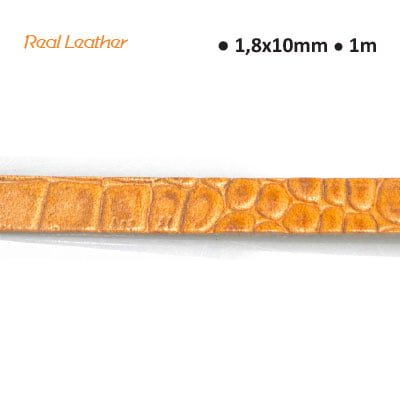 Real leather crocodile 1.8x10mm x0.4m yellow