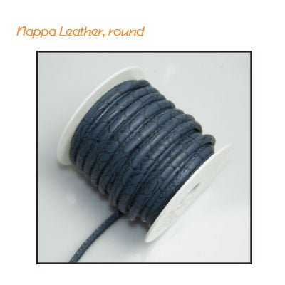 Nappa leather round 6mm x1m spot blue