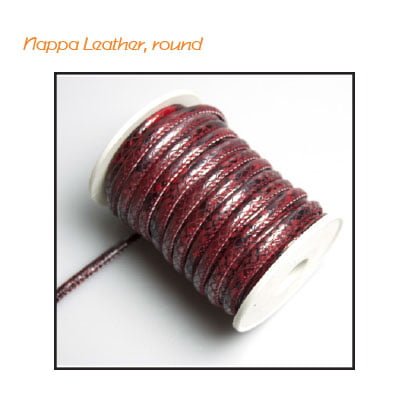 Nappa leather round 4mm x1m snake red
