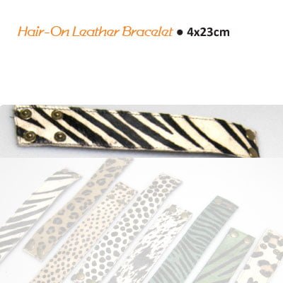Hair-on leather bracelet 4x23cm zebra white