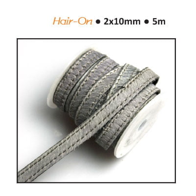 Hair-on 2x10mm x1m grey with stitch