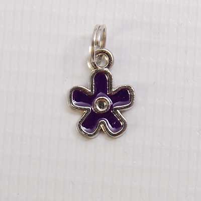Bedel. verzilverd. bloem paars.  10 mm