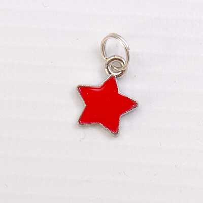 Bedel. verzilverd. ster rood.  10 mm