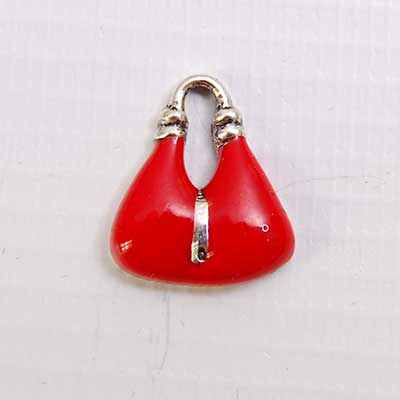 Bedel. verzilverd. tasje rood.  12-20 mm