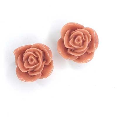 2x cabochon roos zalm 22mm