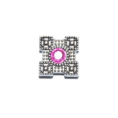 metal slider bead rose square 10mm
